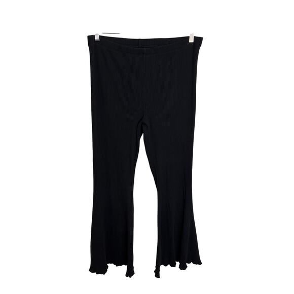 Aerie Pants Womens XXL Kick-It Ribbed High Waisted Super Flare Black - Picture 1 of 5